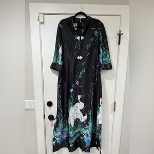 Vintage Alice of California Maxi Dress Womens 16 Oriental Boho Festival 70’s